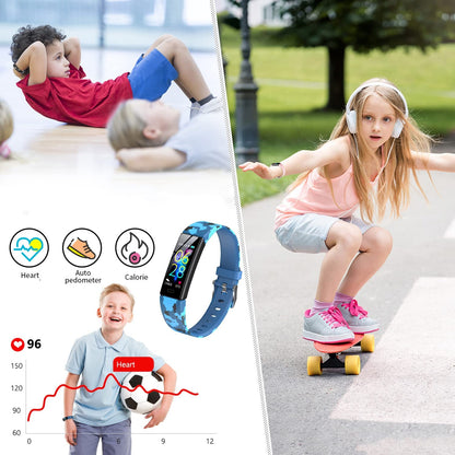 Children's Fitness Tracker Watch with Pedometer, Stopwatch, IP68 Waterproof Rating, and 11 Sport Modes for Ages 6-16