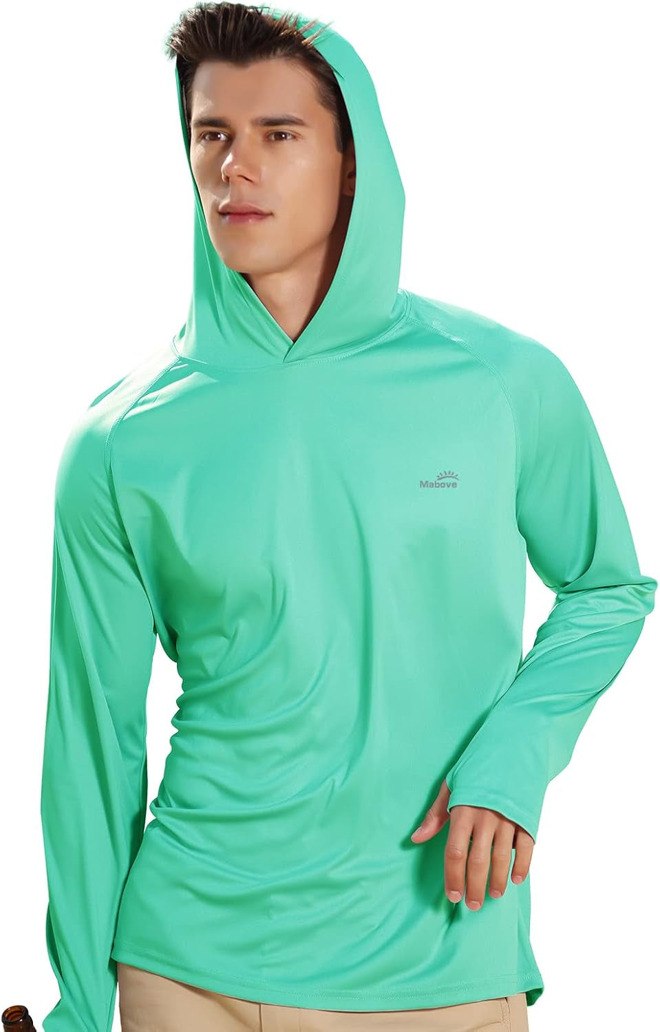Men's UPF 50+ Long Sleeve Sun Protection Hoodie - UV Resistant Rash Guard for Hiking, Fishing, and Swimming