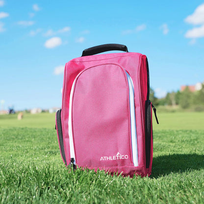 Golf Shoe Bag - Zippered Shoe Carrier Bags with Ventilation & outside Pocket for Socks, Tees, Etc. (Pink)