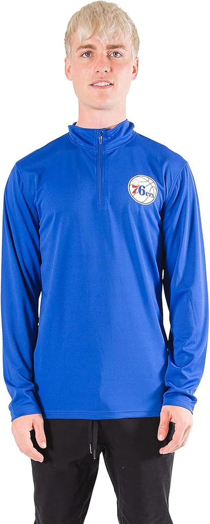 NBA Mens NBA Official Quarter Zip Long Sleeve Pullover T-Shirt