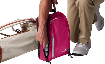 Golf Shoe Bag - Zippered Shoe Carrier Bags with Ventilation & outside Pocket for Socks, Tees, Etc. (Pink)