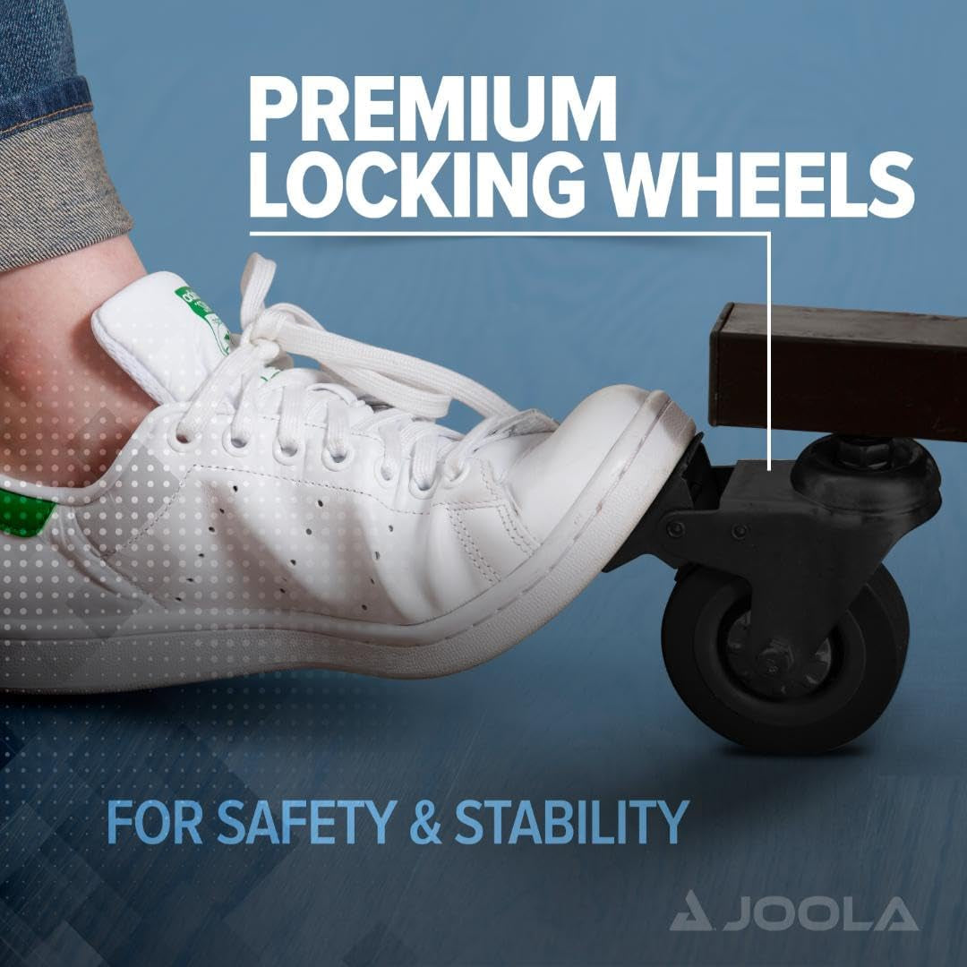 inside Professional MDF Indoor Ping Pong Table with Quick Clamp Table Tennis Net and Post Set - 10 Minute Easy Assembly - Tournament Quality - Foldable with Single Player Playback Mode