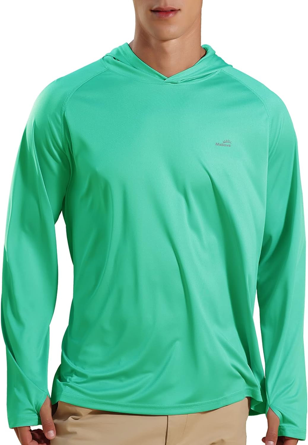Men's UPF 50+ Long Sleeve Sun Protection Hoodie - UV Resistant Rash Guard for Hiking, Fishing, and Swimming
